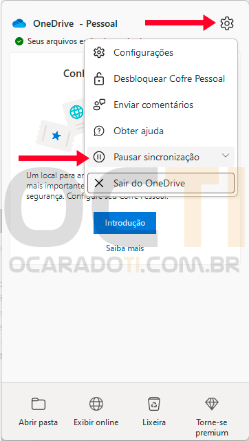 Pausar Sincronização no OneDrive