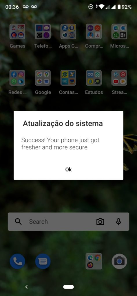 sucesso na atualização fev2020 Mi A3