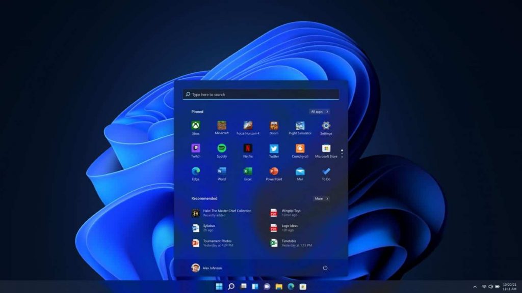 Tela inicial do Windows 11