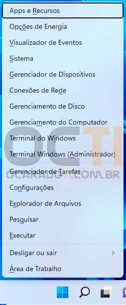 Windows + X no Windows11