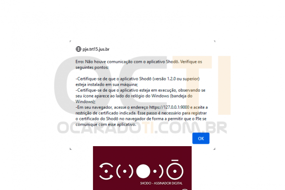erro Não houve comunicação com o aplicativo shodo